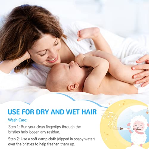 GoldenFleece Baby Hair Brush Set, Soft Goat Hairbrush Ideal for Cradle Cap, B...