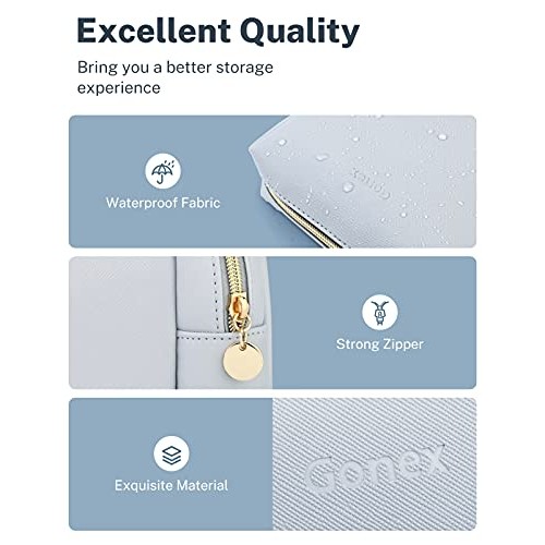Gonex Small Makeup Bag for Purse, Water-Resistant PU Vegan Leather Travel Cos...