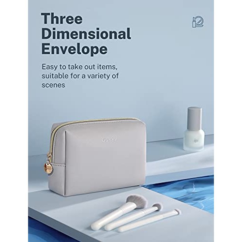 Gonex Small Makeup Bag for Purse, Water-Resistant PU Vegan Leather Travel Cos...