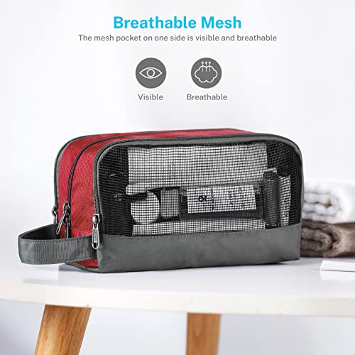 Travel Toiletry Bag Nylon, Gonex Dopp Kit Shaving Bag Toiletry Organizer Red
