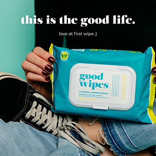Goodwipes Flushable & Biodegradable Wipes with Botanicals, Dispenser for At-H...