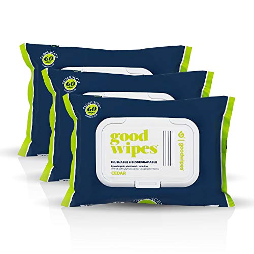 Goodwipes Flushable & Plant-Based Wipes with Botanicals | Dispenser for At-Ho...