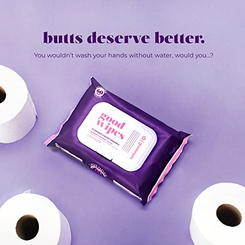 Goodwipes Flushable Butt Wipes, Lavender Scent, Biodegradable with Botanicals...