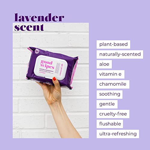 Goodwipes Flushable Butt Wipes, Lavender Scent, Biodegradable with Botanicals...