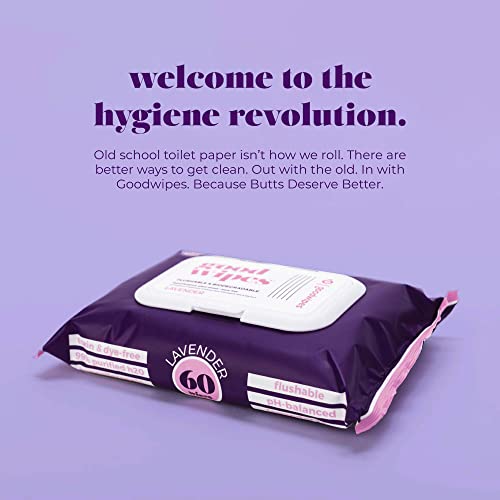 Goodwipes Flushable Butt Wipes, Lavender Scent, Biodegradable with Botanicals...