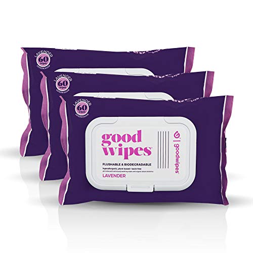 Goodwipes Flushable Butt Wipes, Lavender Scent, Biodegradable with Botanicals...