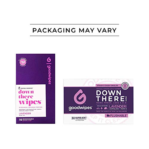 Goodwipes Flushable Down There Feminine Hygiene Wipes, Lavender Scent, Indivi...