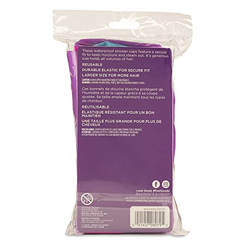 Goody Styling Essentials Shower Cap, 3 count, Colors May Vary