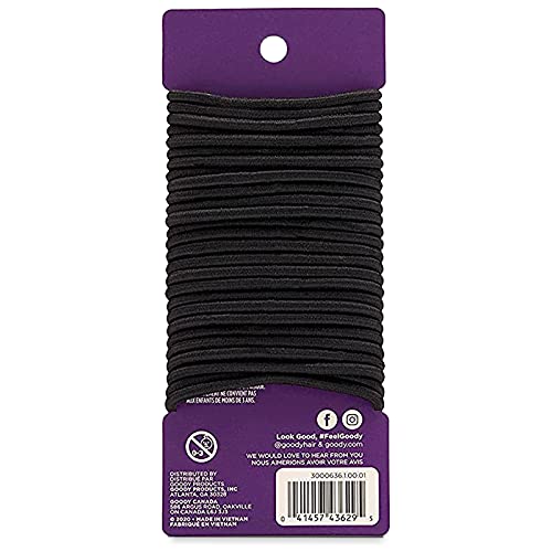 Goody Ouchless Womens Elastic Hair Tie - 27 Count, Black - 4MM for Medium Hai...
