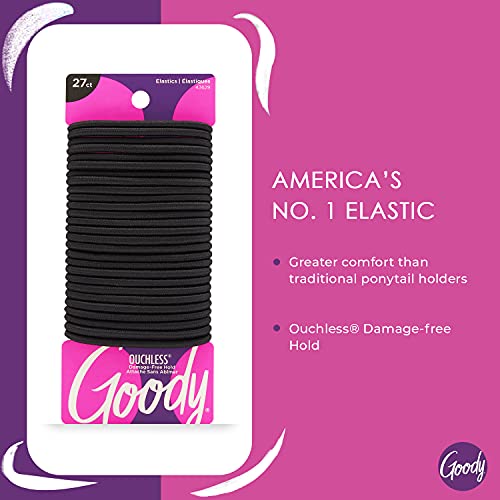 Goody Ouchless Womens Elastic Hair Tie - 27 Count, Black - 4MM for Medium Hai...