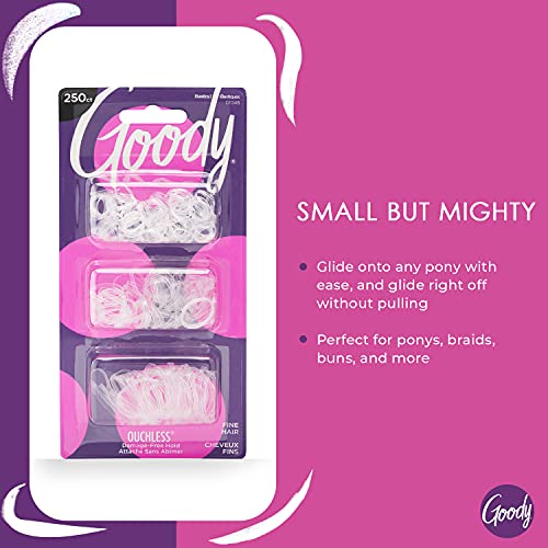 GOODY Ouchless Womens Polyband Elastic Hair Tie - 250 Count, Clear - Fine Hai...