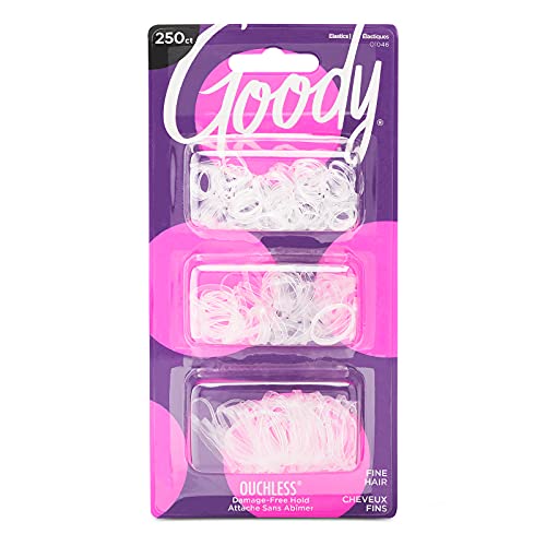 GOODY Ouchless Womens Polyband Elastic Hair Tie - 250 Count, Clear - Fine Hai...