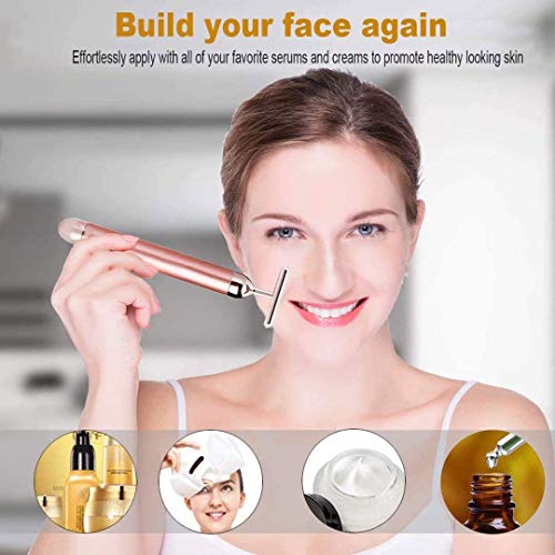 Beauty Bar 24k Golden Pulse Facial Massager, GOODYBUY T-Shape Electric Sign F...