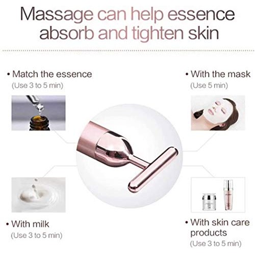 Beauty Bar 24k Golden Pulse Facial Massager, GOODYBUY T-Shape Electric Sign F...