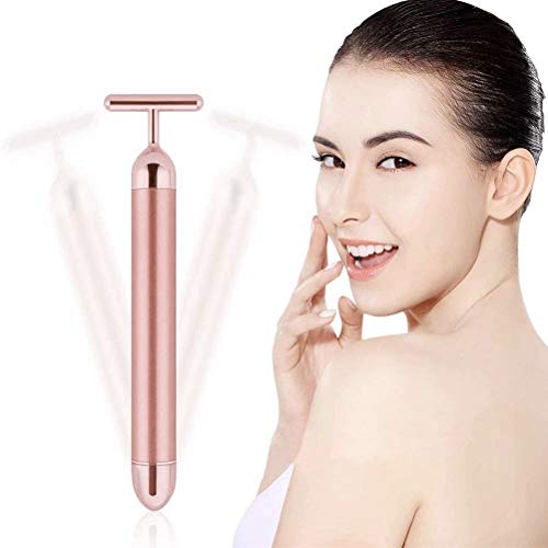 Beauty Bar 24k Golden Pulse Facial Massager, GOODYBUY T-Shape Electric Sign F...