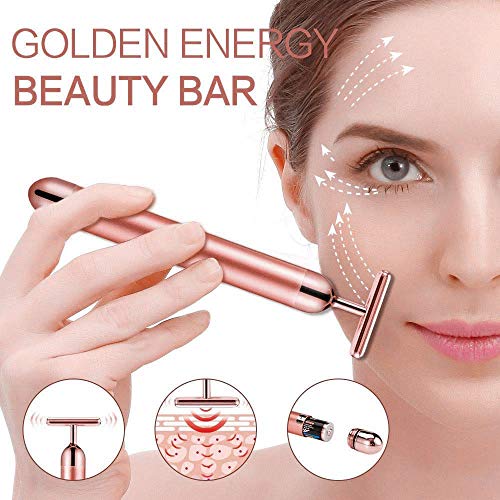 GOODYBUY Beauty Bar 24k Gold Skin Care Face Massager Roller, 2 in 1 Electric ...
