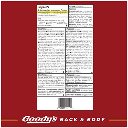 Goody's Back and Body Pain Relief Powder | 24 Powder Sticks | Pack of 2