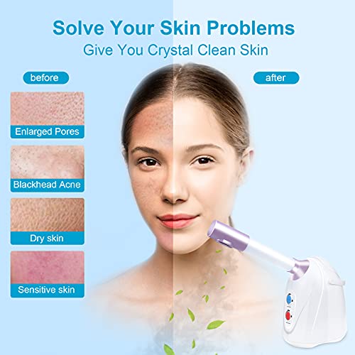 Nano Facial Steamer with Extendable Arm, Cold/Warm/Hot Face Steamer for Facia...