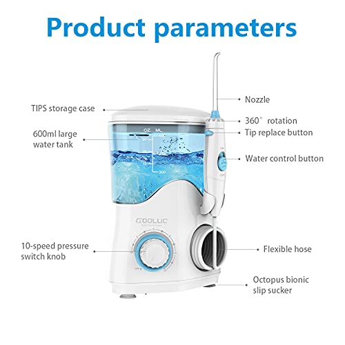 Water Flosser, GOOLUC Water Flossers for Teeth/Braces Cleaning, 10 Pressure L...
