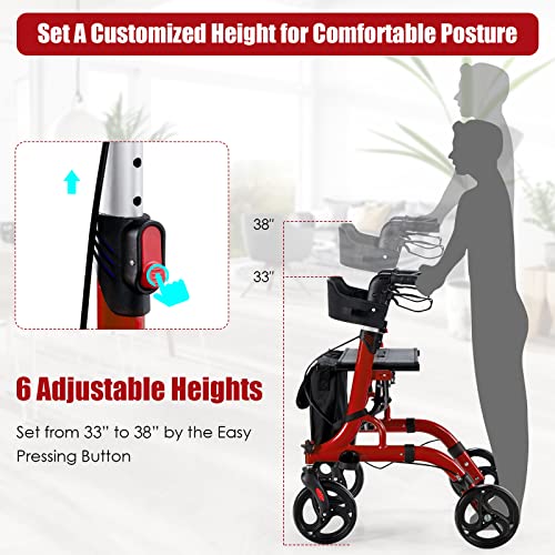 Goplus 2 in 1 Folding Rollator Walker for Seniors and Adults, 8" Wheels Medic...
