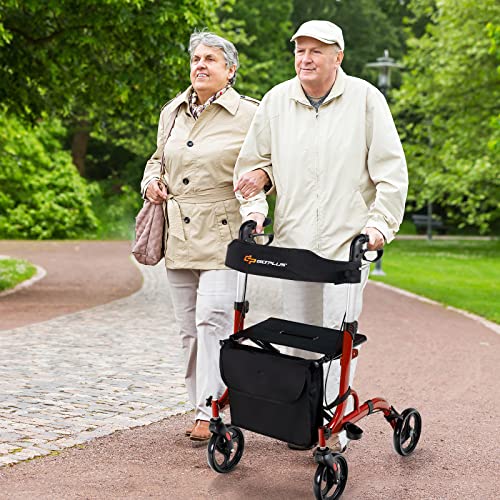 Goplus 2 in 1 Folding Rollator Walker for Seniors and Adults, 8" Wheels Medic...