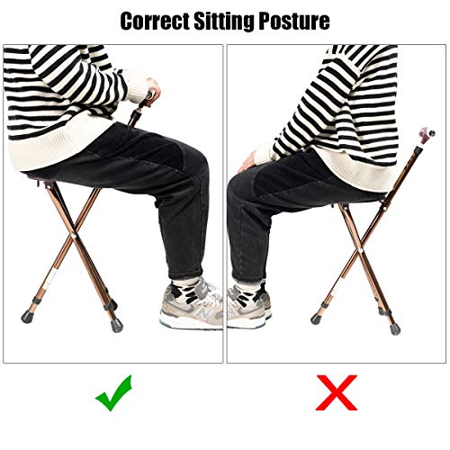 Goplus Adjustable Folding Cane Seat, Aluminum Alloy Crutch Chair with LED Lig...