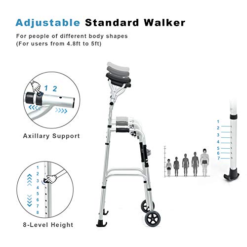 Goplus Foldable Standard Walker, Aluminum Alloy Rehabilitation Auxiliary Walk...