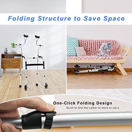 Goplus Foldable Standard Walker, Aluminum Alloy Rehabilitation Auxiliary Walk...