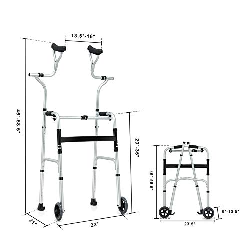 Goplus Foldable Standard Walker, Aluminum Alloy Rehabilitation Auxiliary Walk...