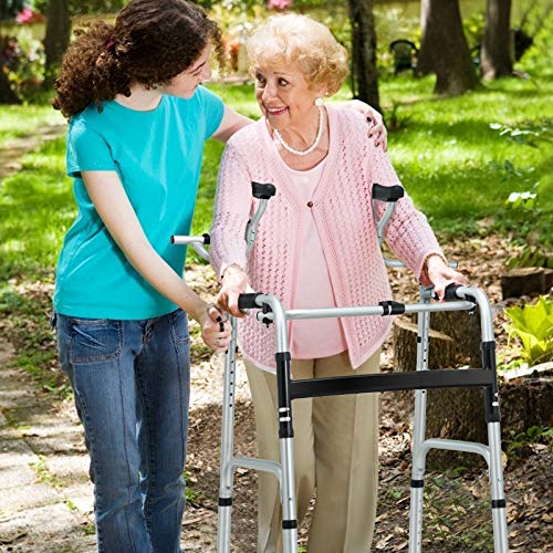 Goplus Foldable Standard Walker, Aluminum Alloy Rehabilitation Auxiliary Walk...