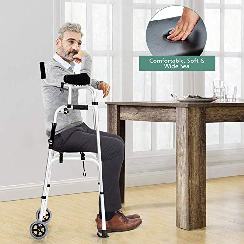 Goplus Foldable Standard Walker, Lightweight Aluminum Alloy Rehabilitation Au...