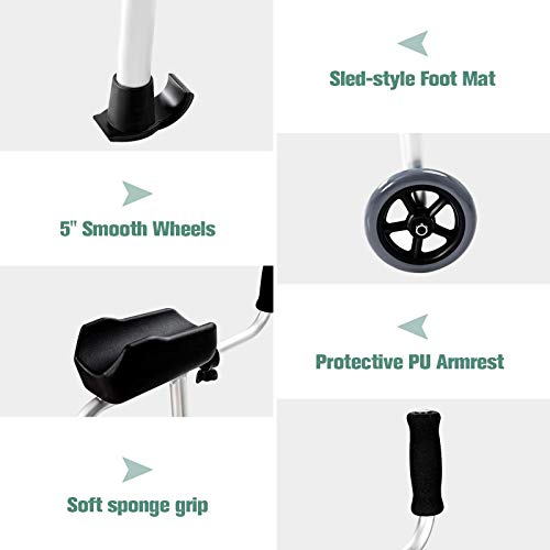 Goplus Foldable Standard Walker, Lightweight Aluminum Alloy Rehabilitation Au...