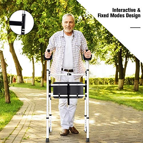 Goplus Foldable Standard Walker, Lightweight Aluminum Alloy Rehabilitation Au...