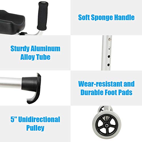 Goplus Foldable Standard Walker, Lightweight Aluminum Alloy Wheel Rehabilitat...