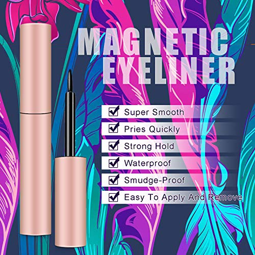Gorota 5 Pairs Reusable Magnetic Eyelashes with 2 Tubes of Magnetic Eyeliner ...