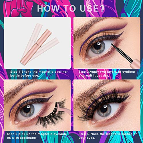 Gorota 5 Pairs Reusable Magnetic Eyelashes with 2 Tubes of Magnetic Eyeliner ...
