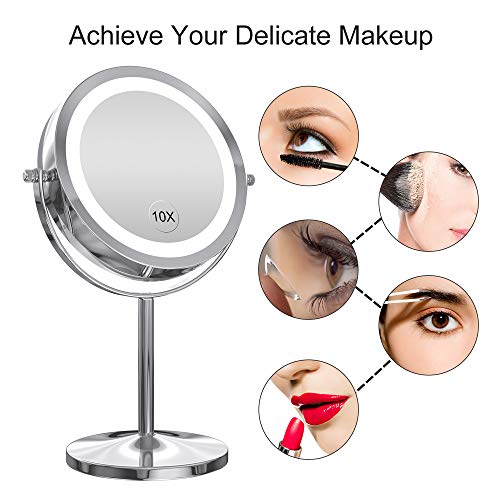 Gospire LED Makeup Mirror 1x/10x Magnifying with Touch Screen Adjustable LED ...