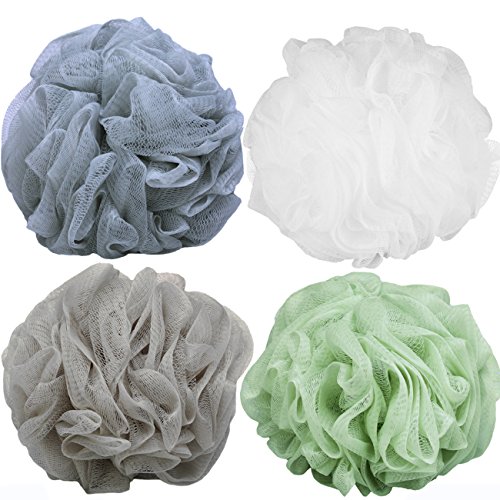Goworth Large Bath Shower Sponge Pouf Loofahs 4 Packs 60g Each Eco-friendly E...