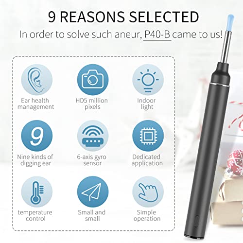 GPEESTRAC Ear Wax Removal Ear Camera Wireless Ear Otoscope with 6 LED Light E...