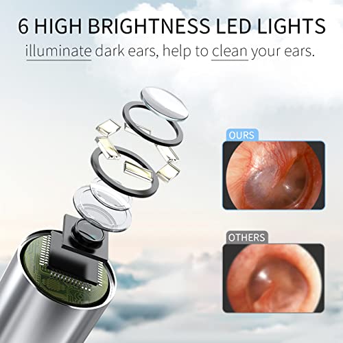 GPEESTRAC Ear Wax Removal Ear Camera Wireless Ear Otoscope with 6 LED Light E...