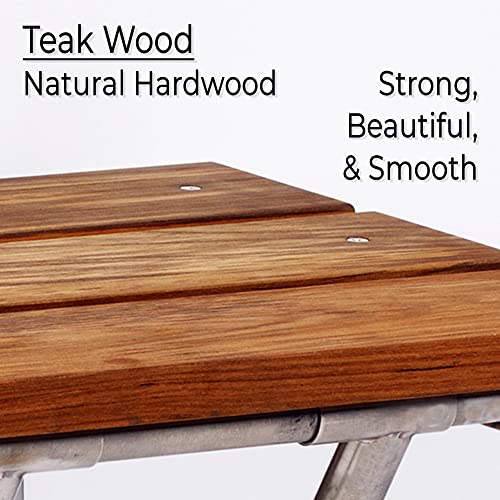 Teak Folding Shower Seat by Grab Bar Specialists - Wall Mount/Slatted Natural...
