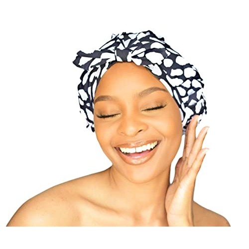 GRACE & COMPANY Luxury Shower Cap For Women - 100% Waterproof, Reusable, Wash...