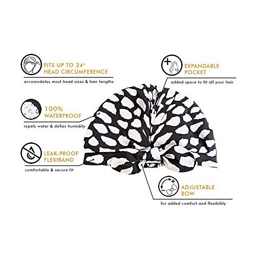 GRACE & COMPANY Luxury Shower Cap For Women - 100% Waterproof, Reusable, Wash...