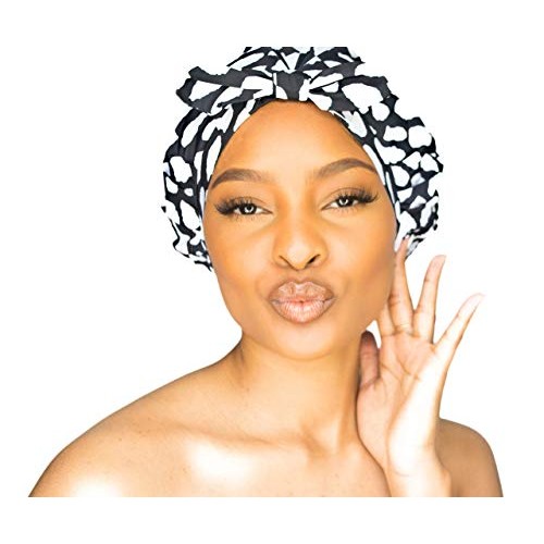 GRACE & COMPANY Luxury Shower Cap For Women - 100% Waterproof, Reusable, Wash...