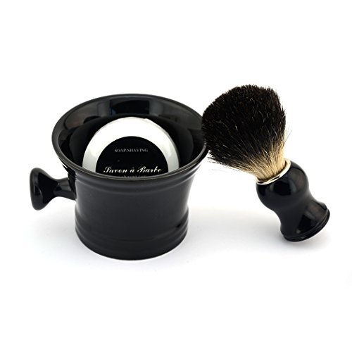Ceramic Shaving Soap Bowl Kit For Men, Pure Badger Shaving Brush, Shaving Cre...