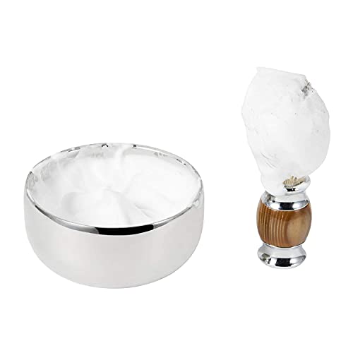 Grandslam Shaving Bowl and Brush Kit, Stainless Steel Shaving Bowl With Mirro...