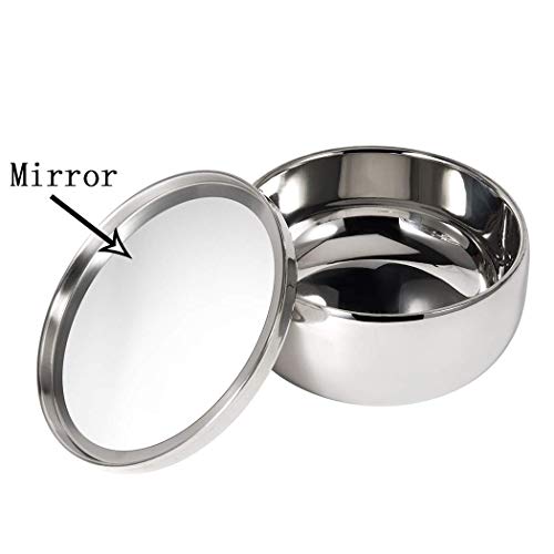 Grandslam Shaving Bowl and Brush Kit, Stainless Steel Shaving Bowl With Mirro...