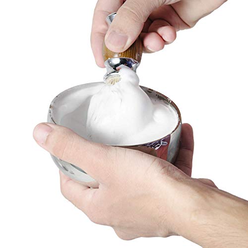 Grandslam Shaving Bowl and Brush Kit, Stainless Steel Shaving Bowl With Mirro...