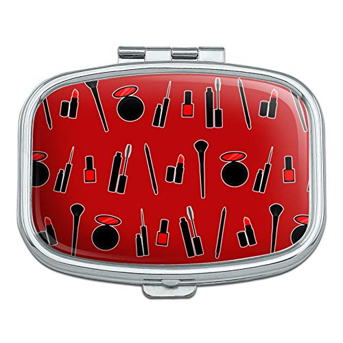Makeup Lipstick Mascara Eyeliner Pattern Rectangle Pill Case Trinket Gift Box