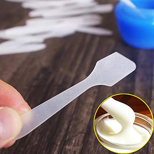 GreatforU 50pcs Cosmetic Spatula for Face Cream Stick Plastic Frosted Tip Spo...